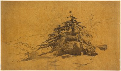 Estudo de árvores em uma paisagem de John Varley
