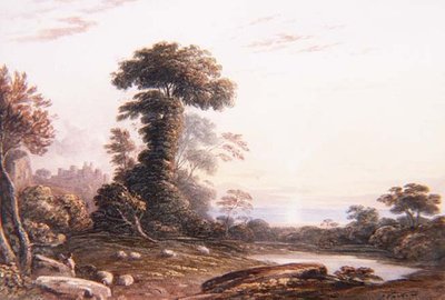 Pôr-do-sol no Castelo de Harlech de John Varley