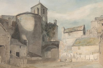 Entrada fortificada para uma Porta Leste da cidade galesa de Caernarvon, ca. 1802. de John Varley I