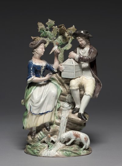 Grupo com Birdcage, feito por Staffordshire Factory, c.1770 de John Voyez