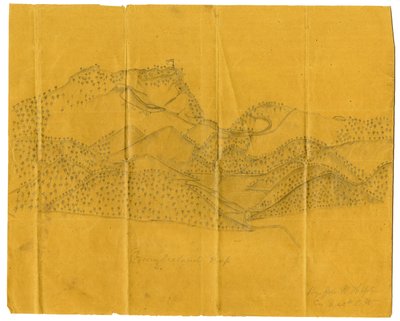 Ilustração a lápis do Cumberland Gap, c.1862-1865 de John W. Hopte