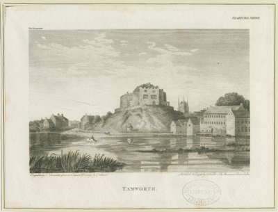 Castelo de Tamworth: gravura, nd [c 1798] de John Walker