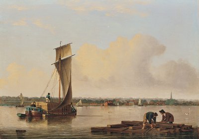 A Keel on the Humber, finais da década de 1820 (óleo sobre painel) de John Ward