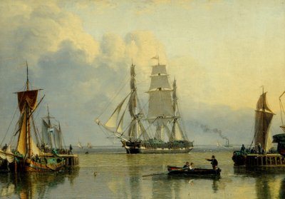 O "William Lee" a entrar na doca de Humber, Hull (óleo sobre painel) de John Ward