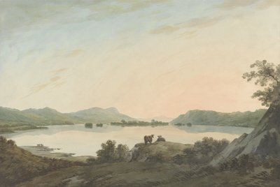 Lago Windemere de Calgarth com Belle Isle (aquarela sobre grafite no papel) de John Warwick Smith