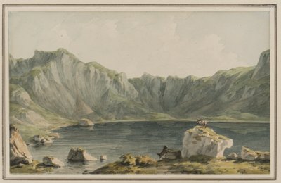 Llyn Idwal, sobre a abordagem de Llyn Ogwen, Carnarvonshire, c.1795 (wc no papel) de John Warwick Smith