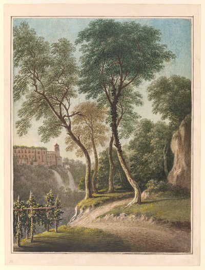 Villa della Maecena e dei Cascatelli, Tivoli, c.1781 (aguarela, guache e lápis) de John Warwick Smith