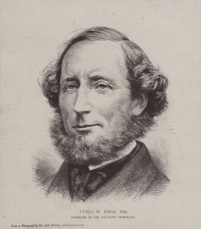 Cyrus West Field, financista americano envolvido na instalação do primeiro cabo telegráfico transatlântico em 1858 de John Watkins