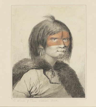 27: Uma Mulher do Som do Príncipe William, de uma série de aquarelas ilustrando a última viagem do capitão Cook, c.1773-84 de John Webber
