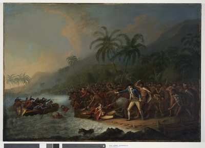 Morte de Cook, ca. 1781, 83 , John Webber, c.1781-83 (pintura a óleo sobre tela) de John Webber