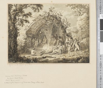 F.43 Nativos no Interior de uma Cabana, c.1783-84 (aguarela) de John Webber