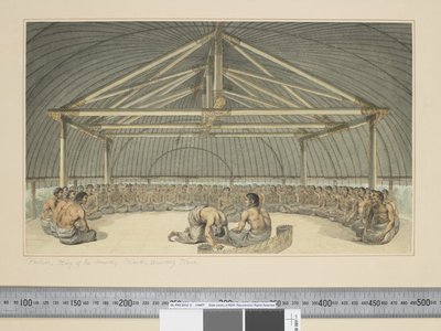 F.7 Poulaho, Rei das Ilhas Amigas, bebendo Kava, c.1773-84 (aguarela) de John Webber