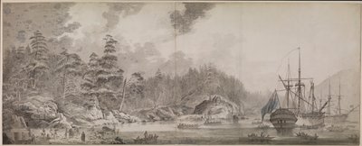 Resolução" e "Descoberta" em Ship Cove, Nootka Sound de John Webber