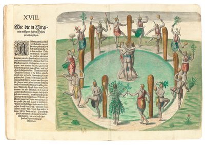Índios nativos dançando, 1590 de John White