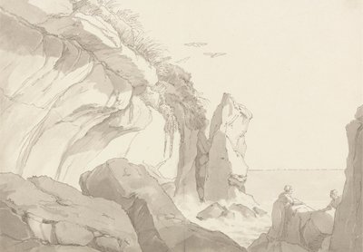 A Warren perto de Exmouth, Devon: Números sobre rochas na orla do mar de John White Abbott