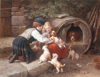 Brincando com os filhotes de John William Bottomley