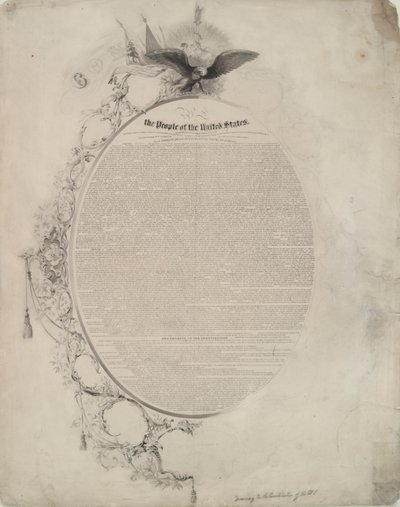 Desenho para a Constituição dos Estados Unidos de John William Casilear