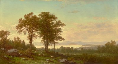 Paisagem fluvial com ovelhas 1877 (óleo sobre tela) de John William Casilear