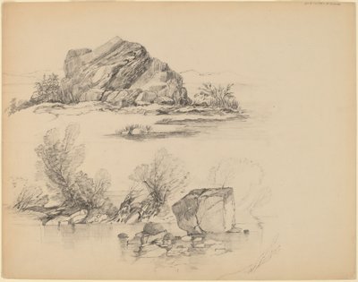 Rochas ao longo de um lago [reto] de John William Casilear