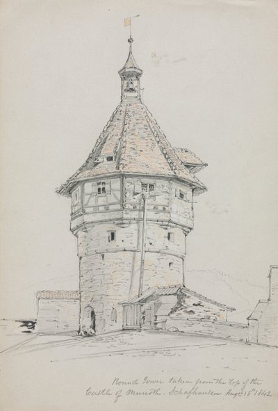 Torre redonda, Castelo de Munoth, Schafhausen, Suíça, 1842. de John William Casilear