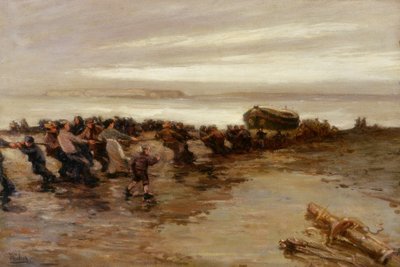 Subindo o Salva-vidas, Ilha Sagrada, c.1910-20 de John William Gilroy