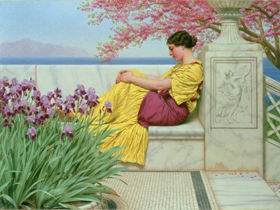 Sob a flor que pendura no ramo, 1917 de John William Godward