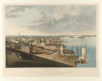 Filadélfia da Ship House no Navy Yard Olhando para o Rio Delaware de John William Hill