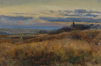 Campo de milho ao pôr-do-sol de John William Inchbold