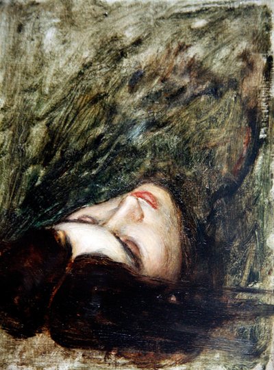 Cabeça de Orfeu - um esboço, c.1899-1900 (óleo a bordo) de John William Waterhouse