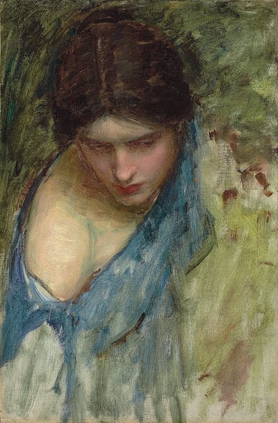 Ninfas Encontrando a Cabeça de Orfeu: um esboço da ninfa à esquerda de John William Waterhouse