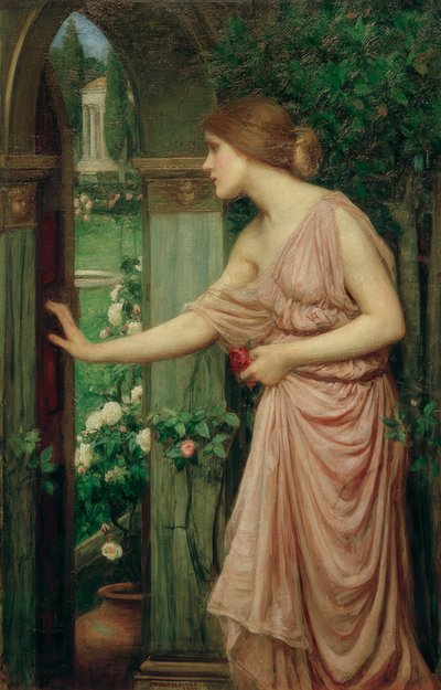 Psique abrindo a porta para o jardim do Cupido de John William Waterhouse