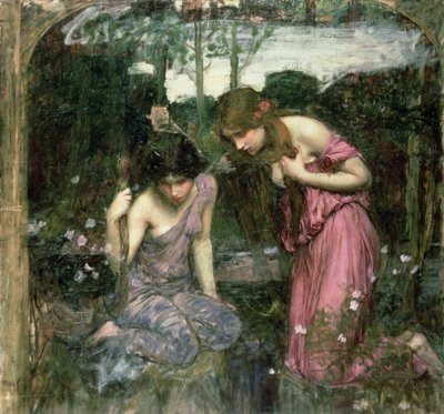 Estudo para "Ninfas achando a cabeça de Orfeu", c.1900 de John William Waterhouse