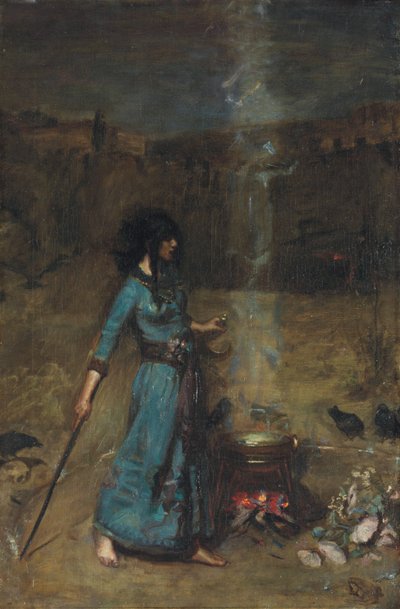 Estudo para o círculo mágico, 1886 de John William Waterhouse