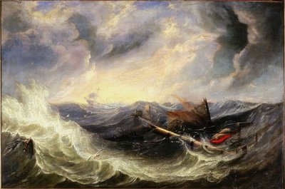 Seascape with Wreckage (óleo sobre tela) de John Wilson (attr. to) Carmichael
