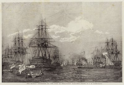 Sua Majestade, prosseguindo para o Duque de Wellington Flag-Ship de John Wilson Carmichael