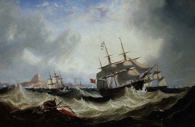 Embarque ao largo de Gibraltar em mares fortes de John Wilson Carmichael