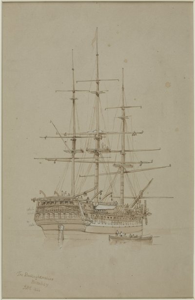 O Buckinghamshire, Bombaim (lápis e aguarela (monocromático) em papel (cinza)) de John Wilson Carmichael