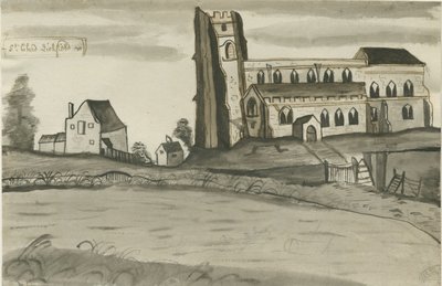Lichfield - Igreja de São Chade: desenho a caneta e lavagem, sd [1784] (desenho) de John Wright