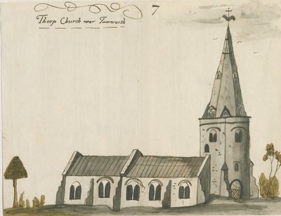 Igreja de Thorpe Constantine: pintura em aquarela, nd [c 1784] de John Wright