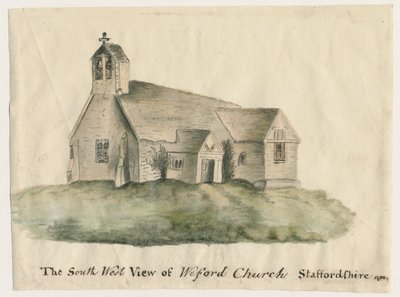 Igreja de Weeford: pintura em aquarela, 1782 de John Wright