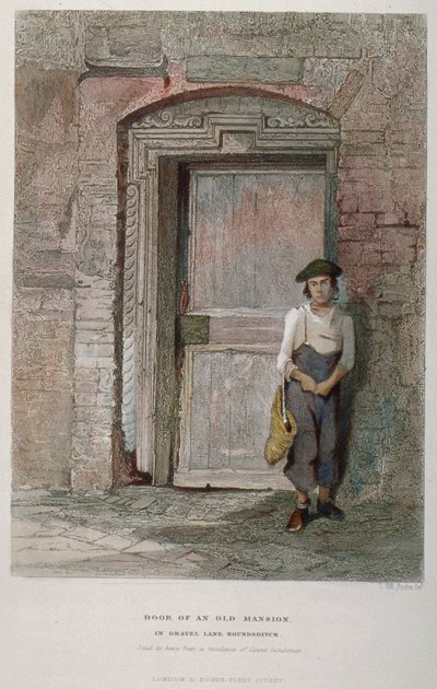 Porta de uma velha mansão em Gravel Lane, City of London, 1851 de John Wykeham Archer