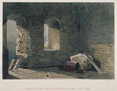 Vista interior de uma torre pertencente à London Wall em Old Bailey, City of London, 1851 de John Wykeham Archer