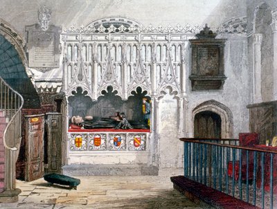 Monumento na Igreja de St Bartholomew-the-Great, Smithfield, City of London, 1851 de John Wykeham Archer