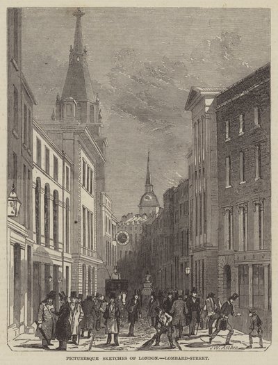 Esboços pitorescos de Londres, Lombard-Street de John Wykeham Archer