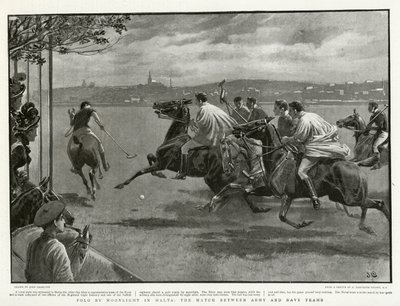 Polo by Moonlight em Malta, o jogo entre as equipes do Exército e da Marinha de John after Charlton