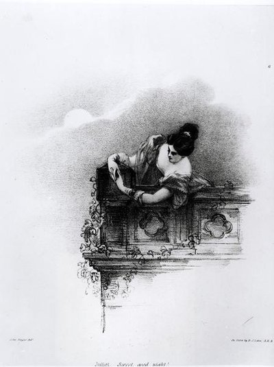 Fanny Kemble (1809-93) como Julieta, Doce Boa Noite, gravada por Richard James Lane (1800-72) de John after Hayter