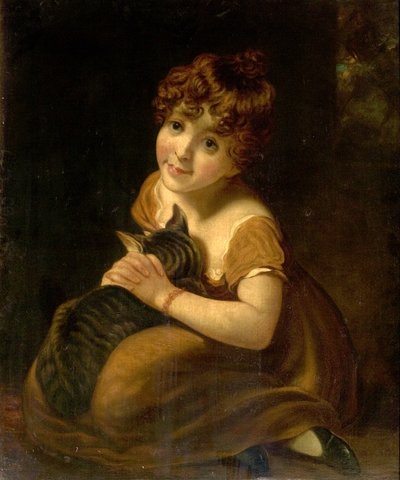 Menina com um gato de John attr.to Opie