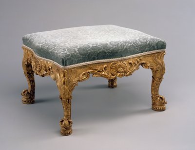 Banqueta, c.1757 (lima, dourado e estofamento) de John attr.to Vardy