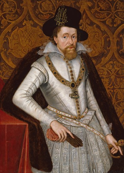 Rei James VI e I, c.1605 (óleo sobre painel) de John de the Elder Critz