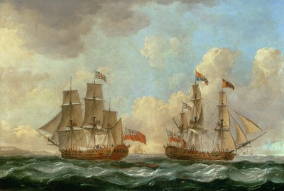 O peregrino em duas posições na costa, 1766 de John the Elder Cleveley